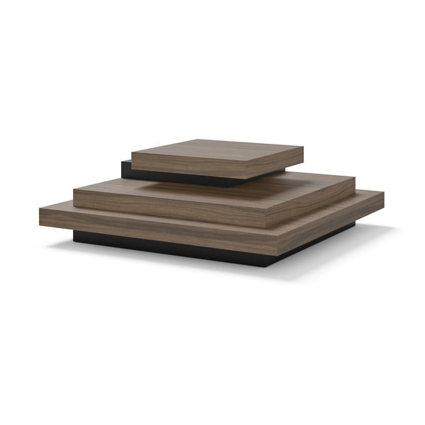 Măsuță de cafea negru-natural  cu aspect de lemn de nuc 110x110 cm Slate – TemaHome-image-2