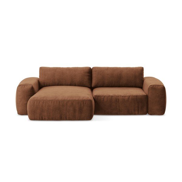 Colțar teracotă extensibil cu tapițerie din chenille (cu colț pe partea stângă/cu șezlong) Kuki – Makamii