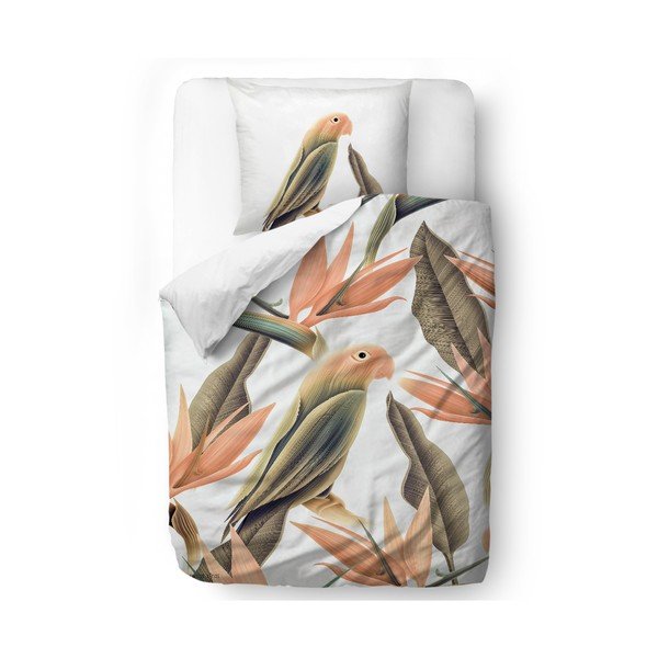 Lenjerie de pat din bumbac satinat Butter Kings Orange Parrot, 200 x 200 cm.