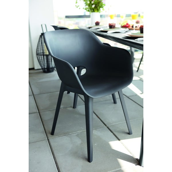 Scaune de grădină gri-închis 2 buc. din plastic Akola – Keter-image-1