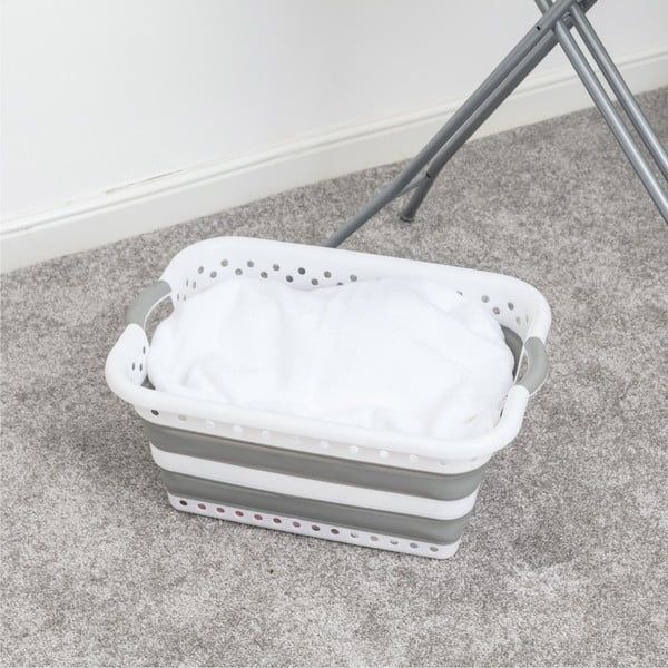 Coș de rufe din plastic alb-gri 40 l - Addis-image-1