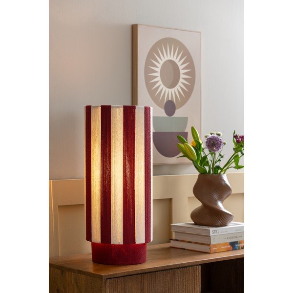 Veioză roșie/albă cu tapițerie din frânghie (înălțime 58 cm) Vienna Stripes – Leitmotiv-image-1