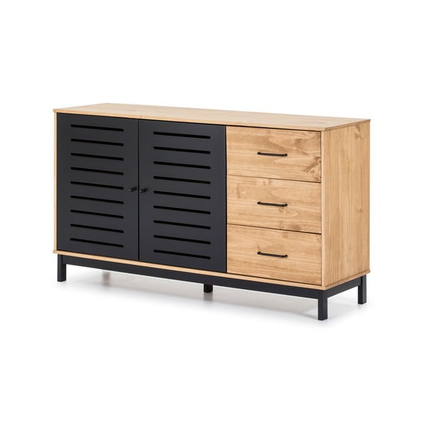 Comodă din lemn cu detalii negre Marckeric Alessia, înălțime 141 cm-image-3