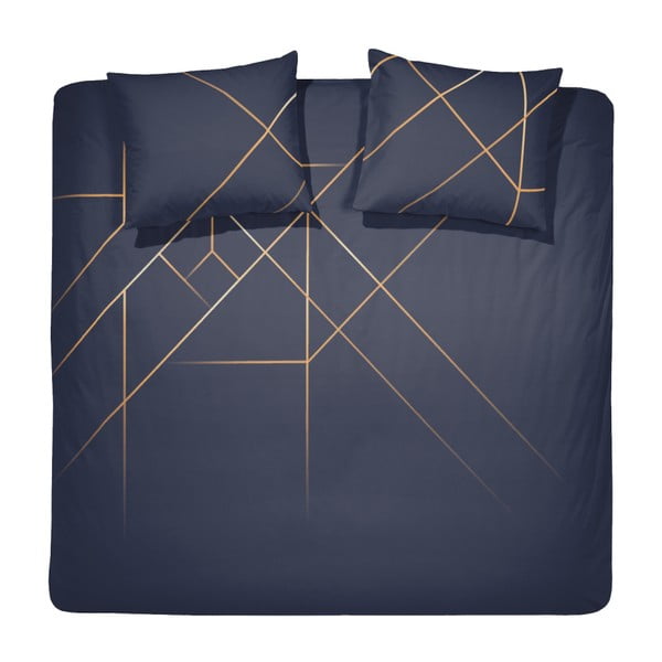 Lenjerie de pat din bumbac Damai Gatsby Dark Blue, 200 x 200 cm, albastru închis