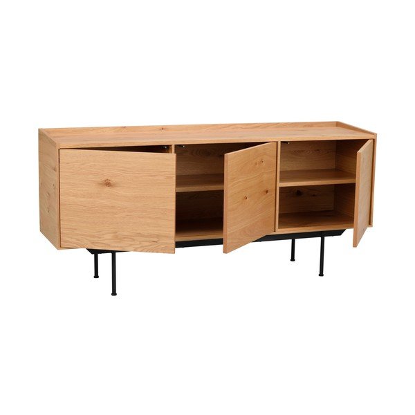 Comodă în culoare naturală joasă cu aspect de lemn de stejar 160x74 cm Brewerton - Rowico-image-3