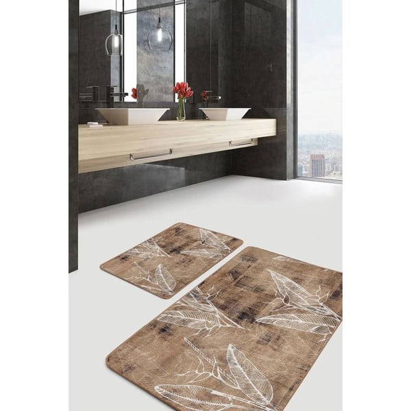 Covorașe de baie maro 2 buc. din catifea 60x100 cm – Mila Home-image-4