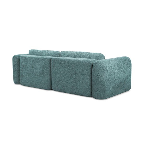 Colțar albastru extensibil/cu spațiu de depozitare cu tapițerie din chenille (cu colț pe partea stângă/cu șezlong) Mele – Makamii-image-3
