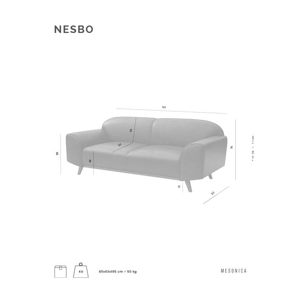 Canapea gri închis cu tapițerie din piele 193 cm Nesbo – MESONICA-image-3