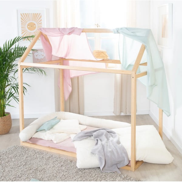 Pat pentru copii  în culoare naturală de tip casă 70x140 cm Montessori – Roba-image-4
