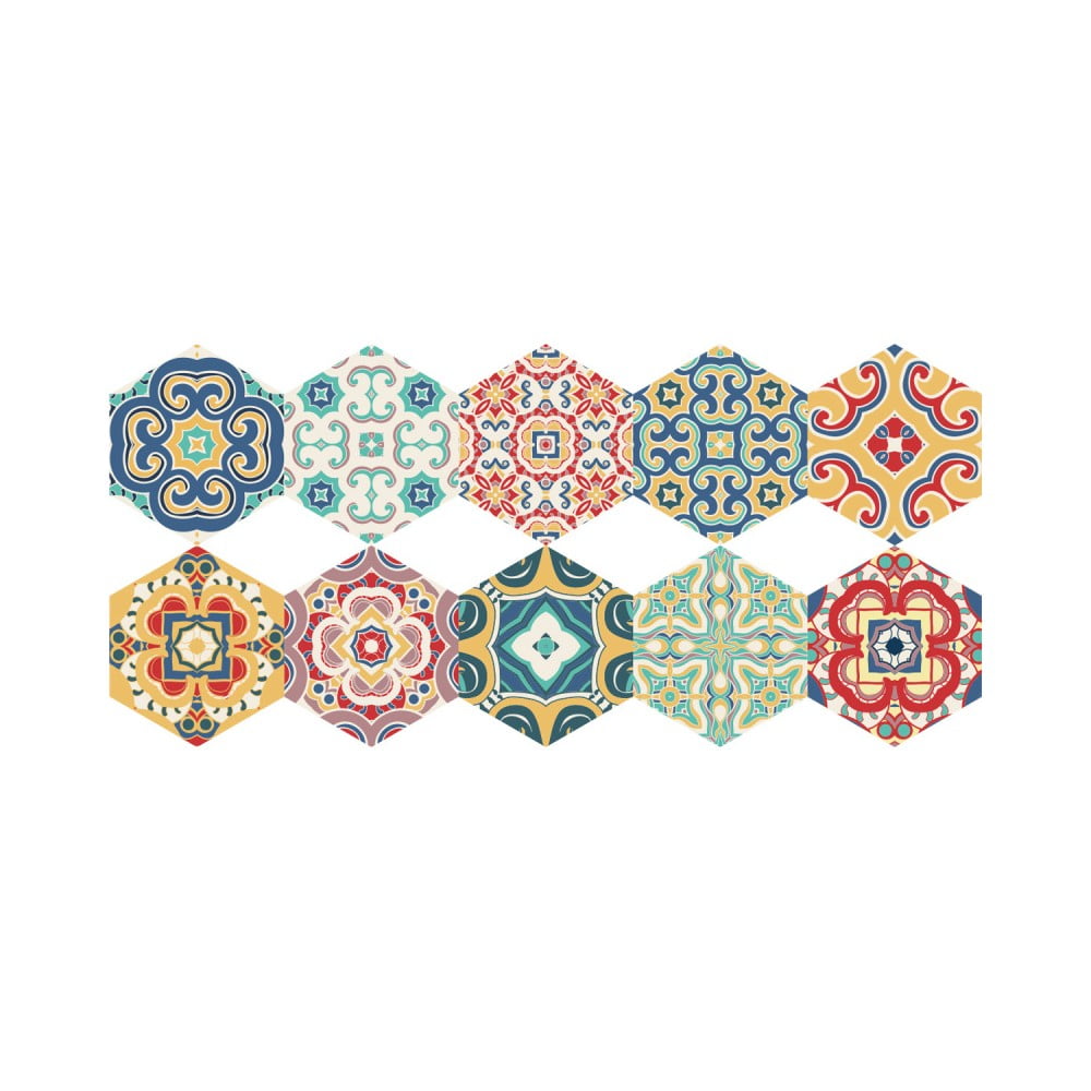 Set 10 autocolante de podea Ambiance Hexagons Lorena, 40 x 90 cm