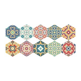 Set 10 autocolante de podea Ambiance Hexagons Lorena, 40 x 90 cm