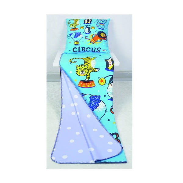 Set pătură și față de pernă  pentru copii albastră 85x125 cm – OYO kids
