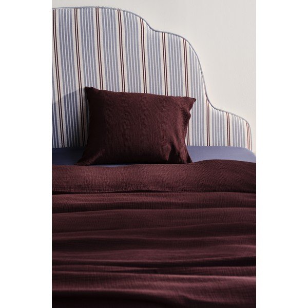Lenjerie de pat maro închis din muselină pentru pat de o persoană 140x200 cm Amilia – Jotex-image-1
