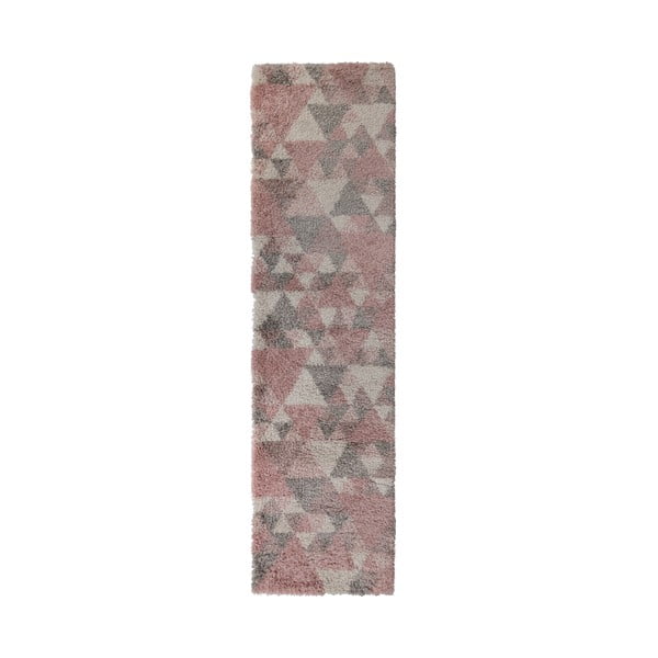 Covor tip traversă Flair Rugs Nuru, 60x230 cm, roz-gri