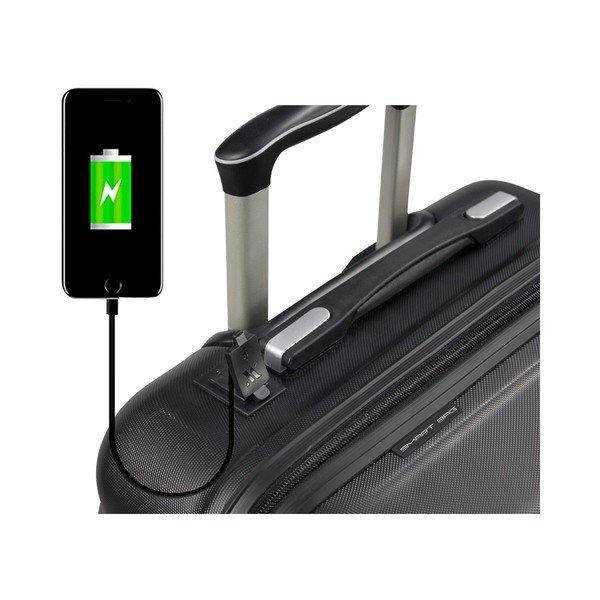 Valiză cu roți/troler cabină, cu port USB My Valice COLORS LASSO, negru-image-2