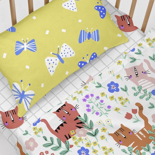 Cearceaf din bumbac pentru copii Moshi Moshi Meow, 70 x 140 cm-image-4