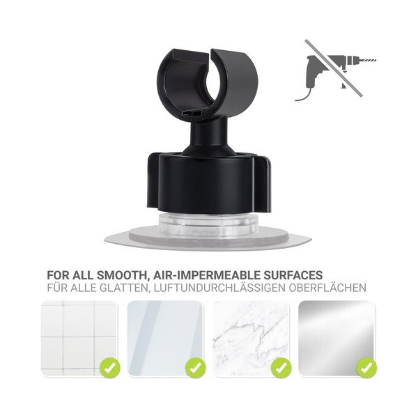 Suport pentru capul de duș negru autoadeziv din plastic Libertà – Wenko-image-3