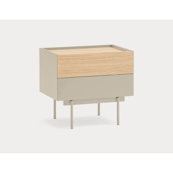 Noptieră bej-natural cu aspect de lemn de stejar Otto – Teulat-image-4