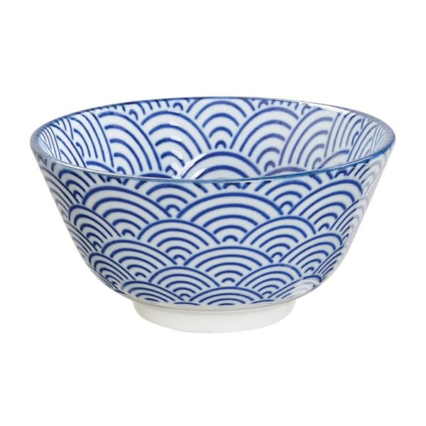 Bol din porțelan pentru orez Tokyo Design Studio Wave, ⌀ 12 cm, albastru