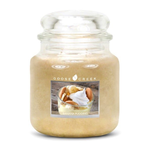Lumânare parfumată în recipient de sticlă Goose Creek Banana Pudding, 75 ore de ardere