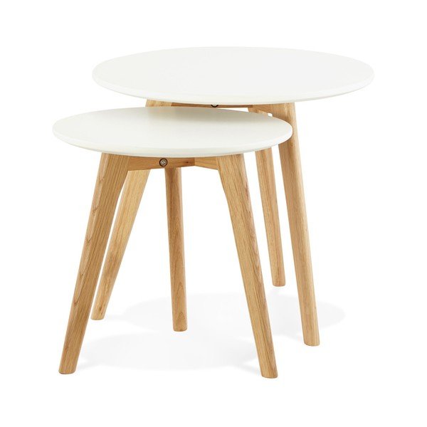 Set 2 măsuțe auxiliare cu blat alb Kokoon Espino-image-1