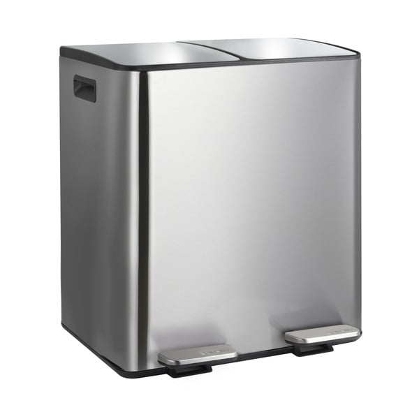 Coș de gunoi argintiu mat pentru reciclare/cu pedală 2x20 l din oțel   Aliya – Spirella