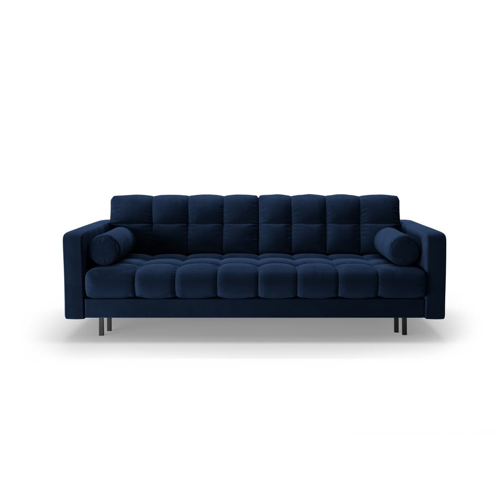 Canapea albastru-închis extensibilă, cu spațiu de depozitare cu tapițerie din catifea 222 cm Bali – Cosmopolitan Design