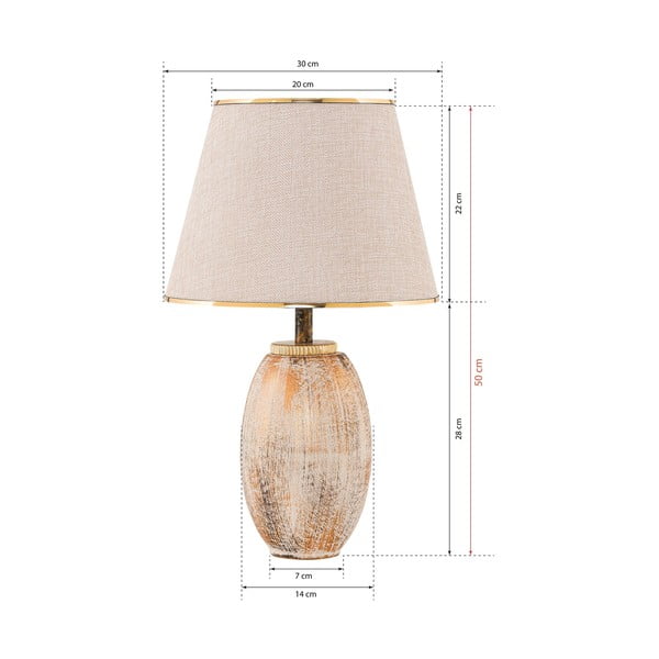 Veioză crem/aurie cu abajur textil (înălțime 50 cm) Yakamoz – Opviq lights-image-4