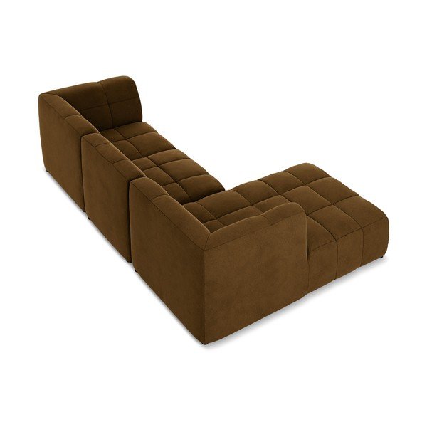 Colțar galben muștar cu tapițerie din catifea (cu colț pe partea stângă/cu șezlong) Aloha – Makamii-image-4