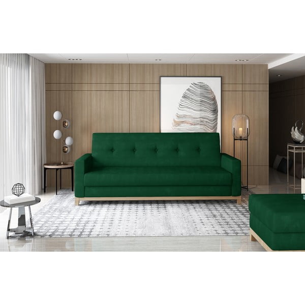 Canapea verde extensibilă/cu spațiu de depozitare cu tapițerie din catifea 216 cm Selene – ELTAP-image-1