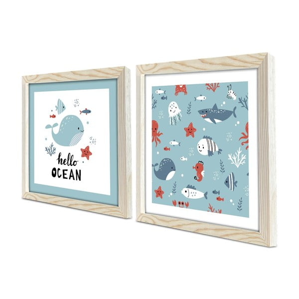 Tablouri pentru copii 2 buc. 33x33 cm Hello Ocean - Wallity-image-2