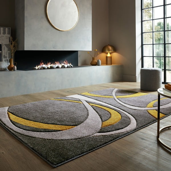 Covor galben ocru/gri 160x230 cm Elude Orb – Flair Rugs-image-1