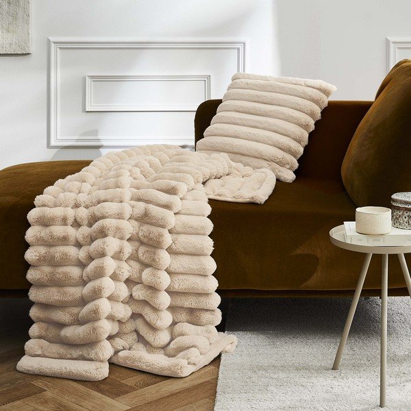 Pătură bej din micropluș/cocolino 180x220 cm Boudoir – douceur d'intérieur-image-2