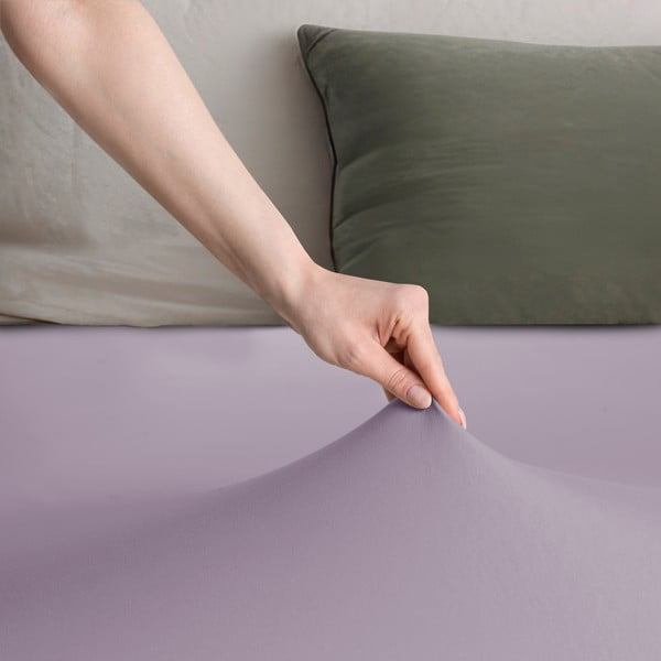 Cearceaf mov lavandă din jerseu cu elastic 200x200 cm Amber – Restilo-image-2