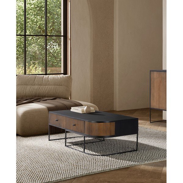 Măsuță de cafea în culoare naturală din lemn de mango 60x120 cm Curve – MOME-image-1