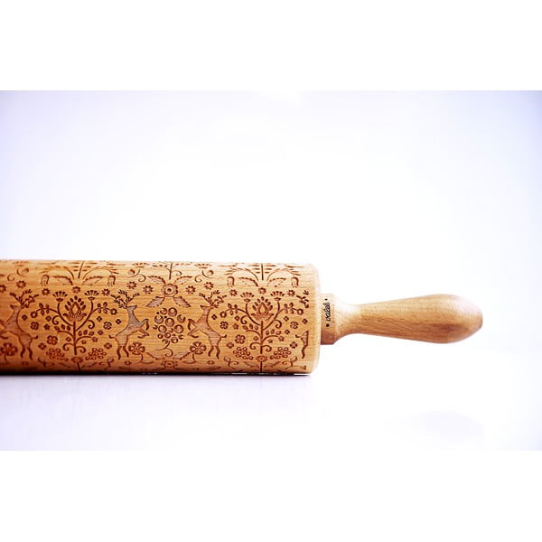 Făcăleț din lemn cu model pentru aluat Valek Folk Animals-image-1