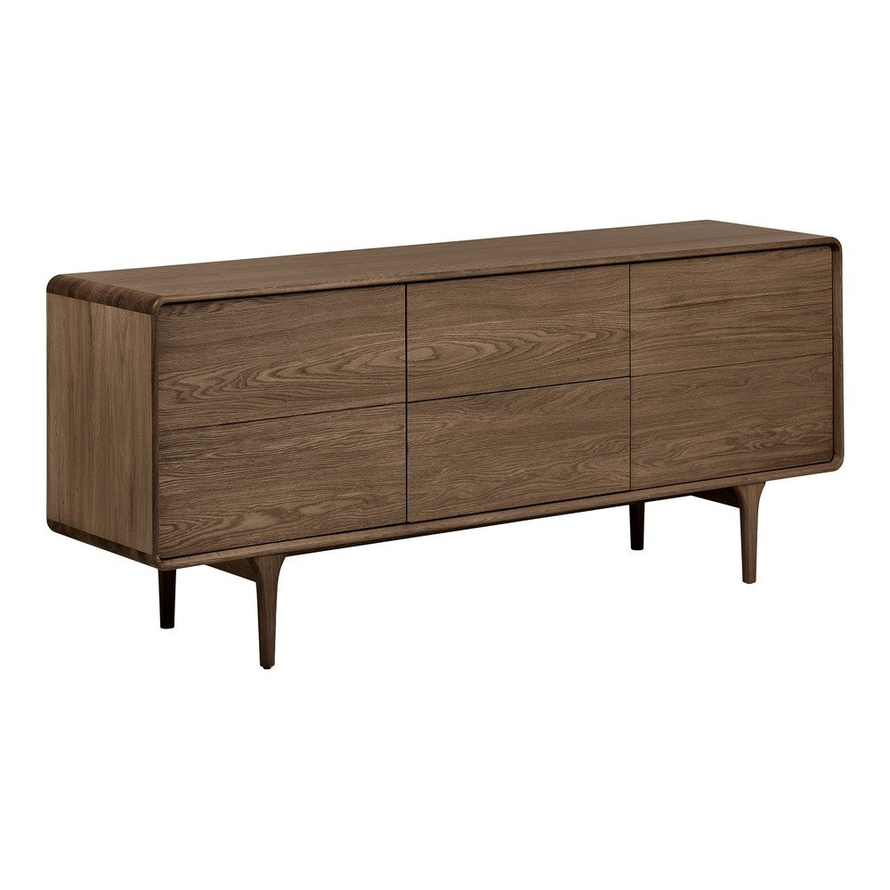 Comodă maro închis cu aspect de lemn de stejar 180x75x45 cm Darwin – House Nordic