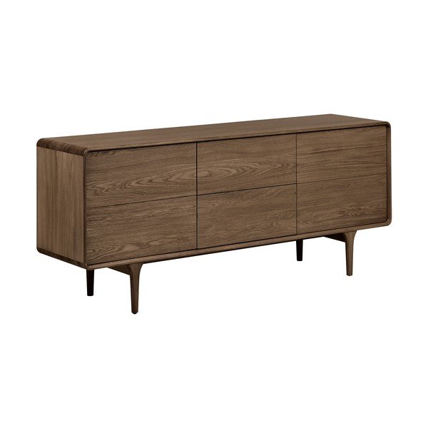 Comodă maro închis cu aspect de lemn de stejar 180x75x45 cm Darwin – House Nordic