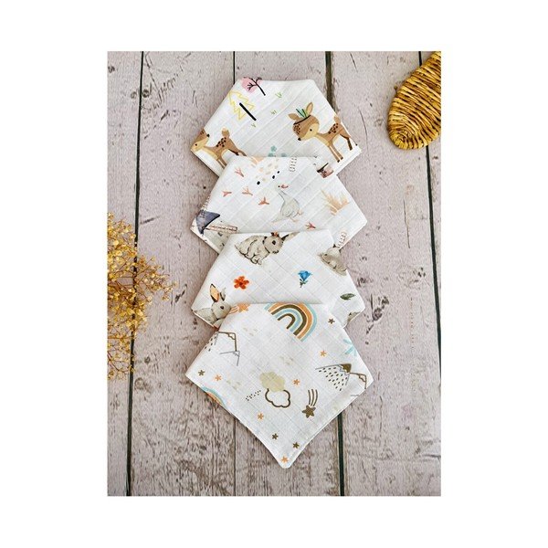 Bavete din muselină albă în set de 4 buc Mila - Lydia&Co-image-1