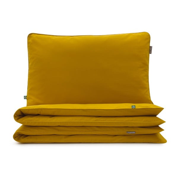 Lenjerie de pat din bumbac pentru pat dublu, Mumla, 200 x 220 cm, galben