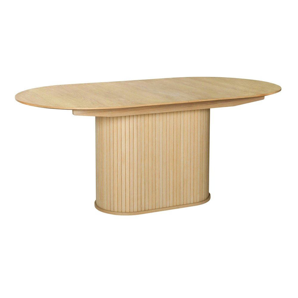Masă de dining extensibilă cu aspect de lemn de stejar cu blat suplimentar 95x180 cm Nola – Unique Furniture