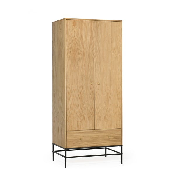 Șifonier în culoare naturală cu aspect de lemn de stejar 80x190 cm Flora – Woodman-image-2