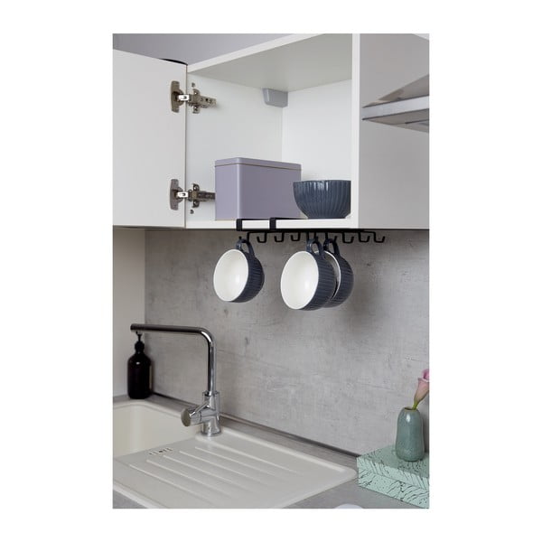 Suport 8 căni metalic pentru raft Wenko, negru-image-2