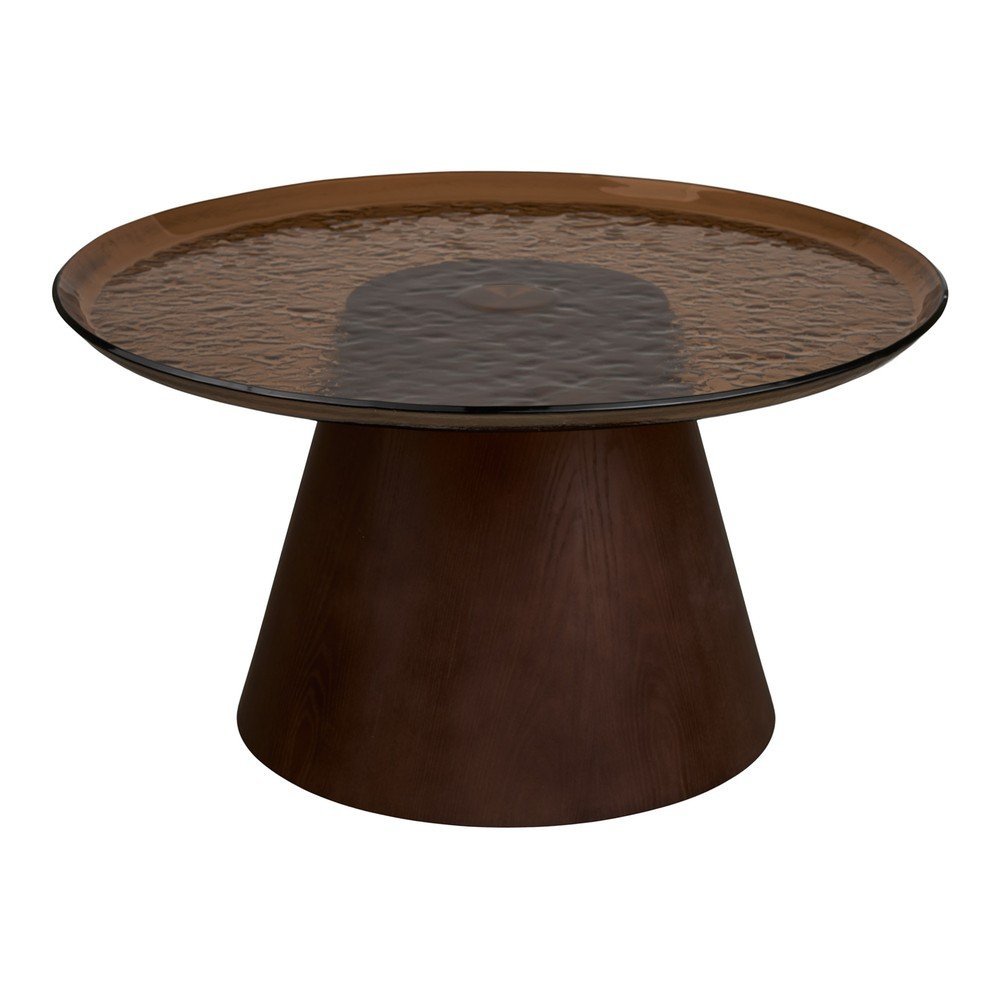 Măsuță de cafea maro închis rotundă cu blat din sticlă ø 80 cm Orvieto – House Nordic
