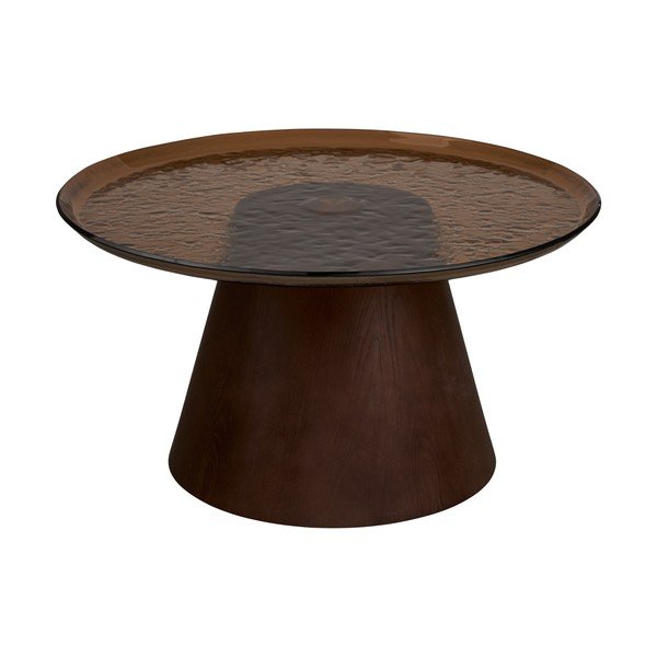Măsuță de cafea maro închis rotundă cu blat din sticlă ø 80 cm Orvieto – House Nordic