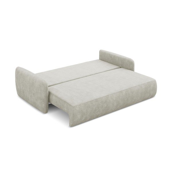Canapea crem extensibilă/cu spațiu de depozitare cu tapițerie din chenille 218 cm Lilo – Makamii-image-4
