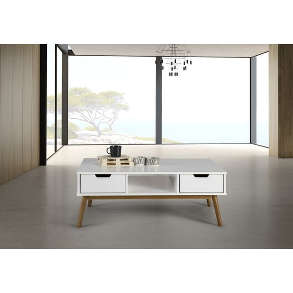 Masă cafea din lemn masiv de pin Marckeric Baku, alb-image-4