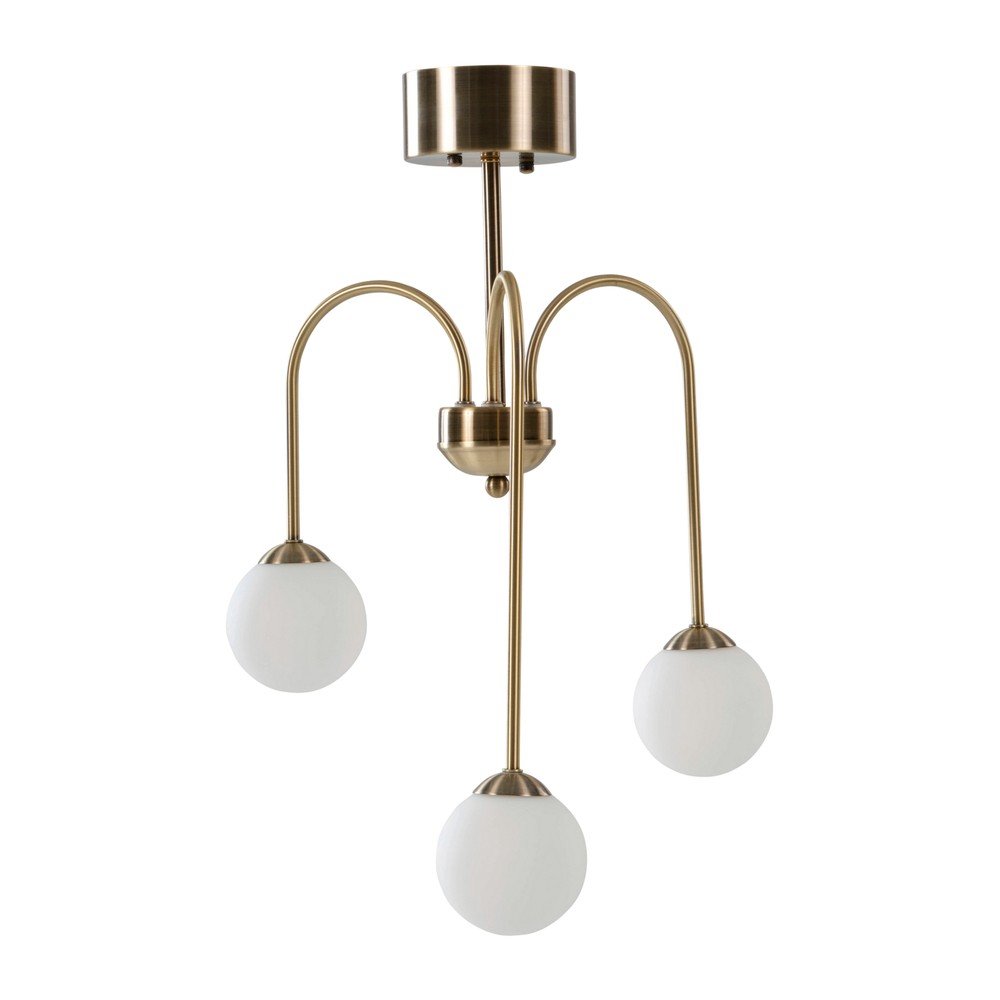 Plafonieră albă/alămie cu intensitate reglabilă din sticlă opal ø 42 cm Marne – Jotex