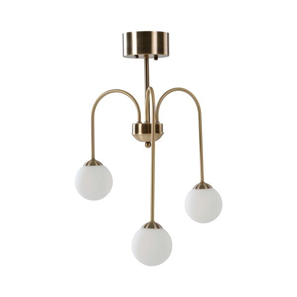 Plafonieră albă/alămie cu intensitate reglabilă din sticlă opal ø 42 cm Marne – Jotex