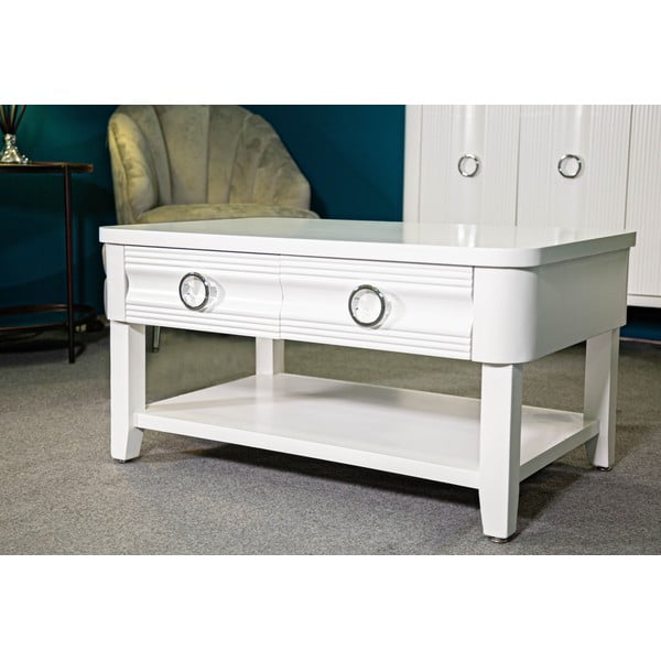 Măsuță de cafea albă din lemn masiv de brad 60x90 cm Shine – Mauro Ferretti-image-1